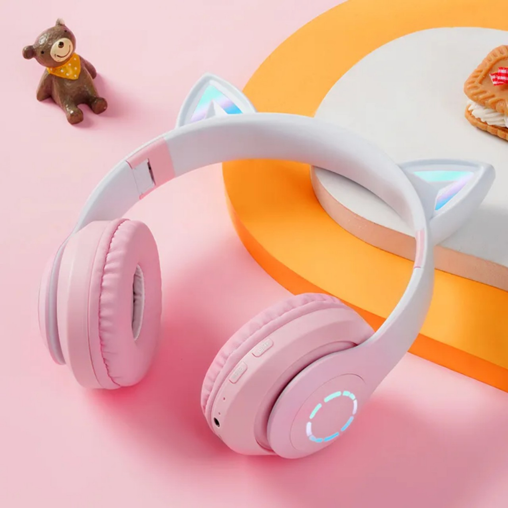 Tai nghe bluetooth gaming KÈM MIC tai mèo cute tặng kèm dây diện kết nối máy tính chất lượng âm thanh tốt cách âm