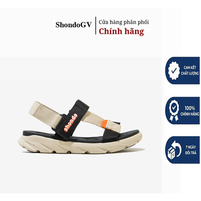 Giày Sandal Shondo Nam Nữ F6 Sport Be Đen F6S2510