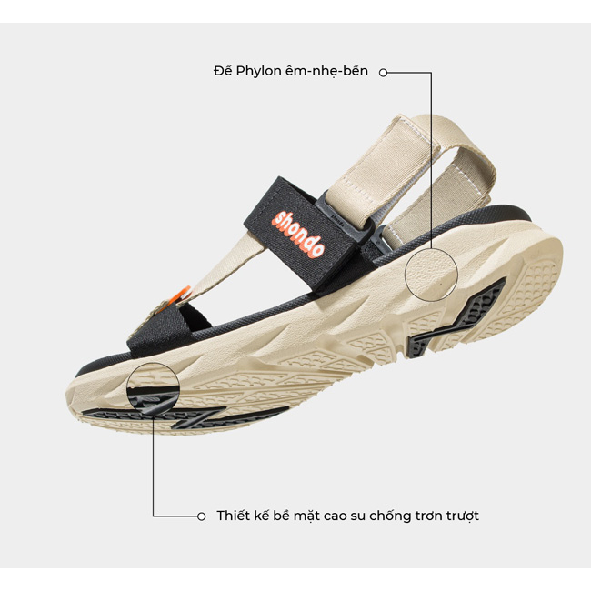 Giày Sandal Shondo Nam Nữ F6 Sport Be Đen F6S2510