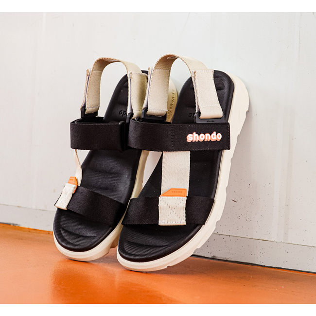 Giày Sandal Shondo Nam Nữ F6 Sport Be Đen F6S2510