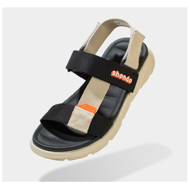 Giày Sandal Shondo Nam Nữ F6 Sport Be Đen F6S2510
