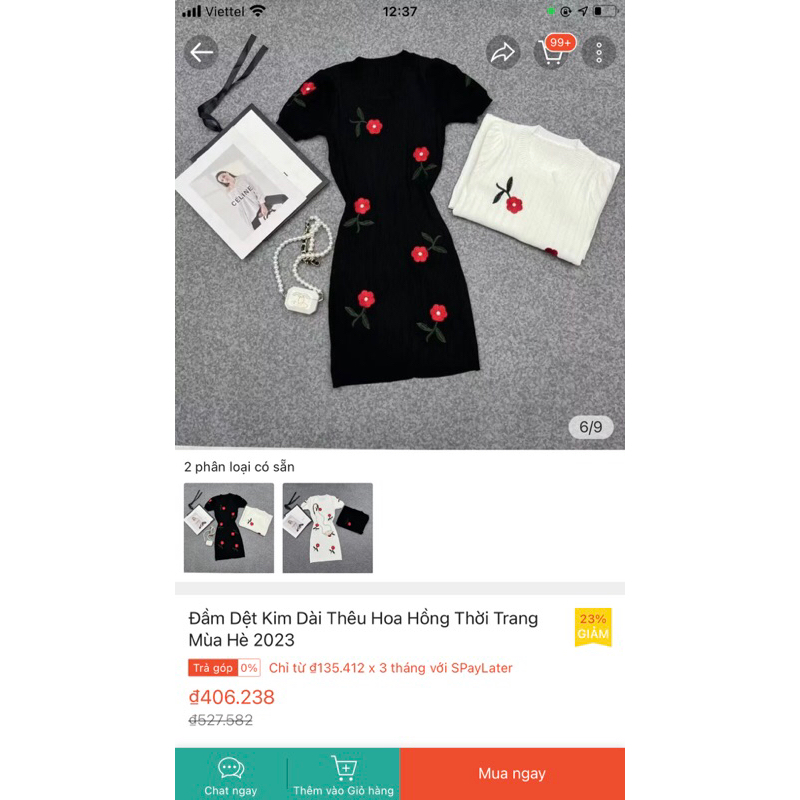 Đầm Dệt Kim Dài Thêu Hoa Hồng Thời Trang Mùa Hè 2023