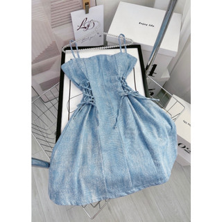 ĐẦM JEANS HAI DÂY ĐAN EO (KÈM VIDEO HÌNH THẬT)
