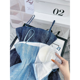 ĐẦM JEANS HAI DÂY ĐAN EO (KÈM VIDEO HÌNH THẬT)
