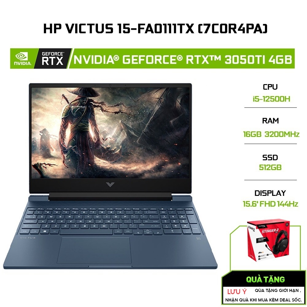 Laptop HP Victus 15-fa0111TX 7C0R4PA i5-12500H | 16GB | 512GB | GeForce RTX™ 3050Ti 4GB