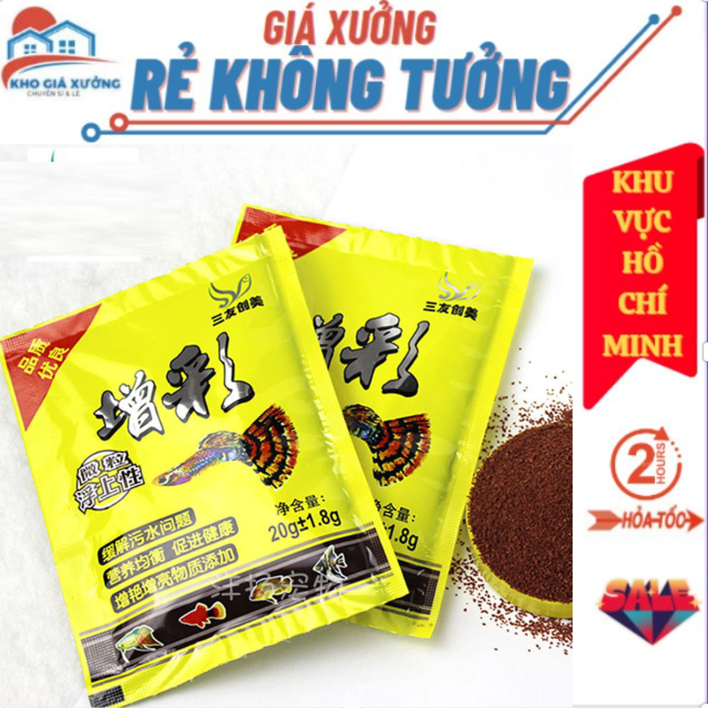 [ Gía Xưởng HCM ] Thức ăn cho cá,cám cho cá 7 màu,cám gói nhỏ 20 gram tiện lợi,thức ăn cho cá betta,