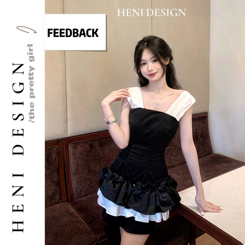 LUNA DRESS | Váy 2 Dây Bản To Cách Điệu Trễ Vai Đính Nơ Phối Bèo Bên Hông | Heni Design, Váy Trễ Vai,váy kỷ yếu,váy prom