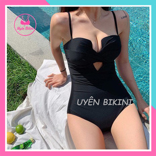 Đồ bơi nữ bikini liền thân áo gọng cúp ngực sexy màu đen sang chảnh đồ đi biển bikini kín đáo