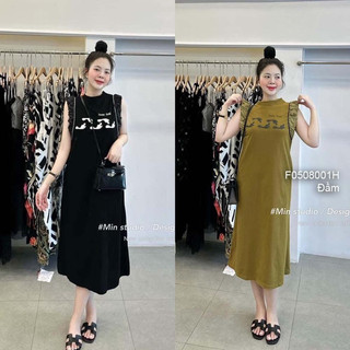 Đầm sát nách dáng suông dài phối viền bèo! transstore