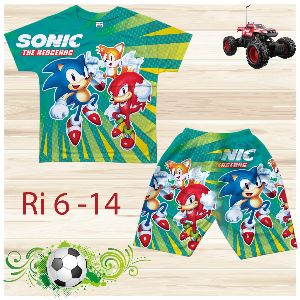 Đồ bộ cộc tay cho bé trai hình Nhím Sonic bigsize 18-36KG chất thun lạnh Thái mát