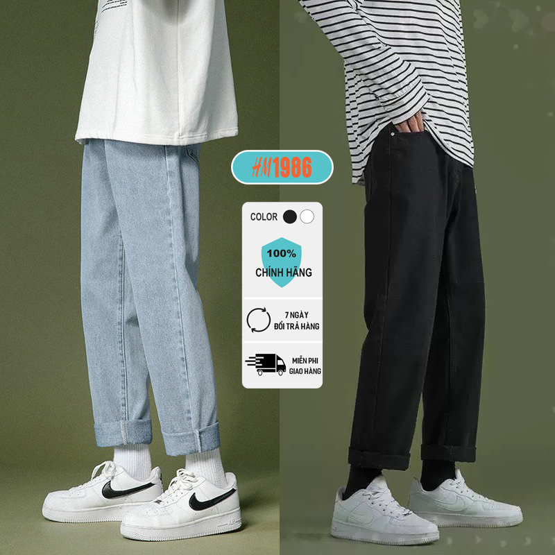 Quần jean nam cạp cao ống suông rộng HM1986, quần bò baggy nam phom xuông chất jeans mềm, dày dặn xu hướng 2023 J101
