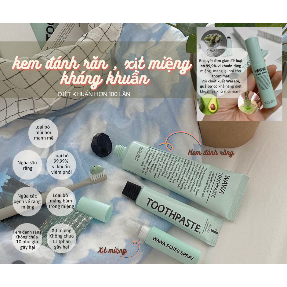 Kem Đánh Răng Rorobell Wawa Toothpaste Đánh Bay Hôi Miệng