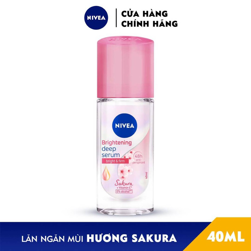Lăn Ngăn Mùi Sáng Mịn Hương Hoa Anh Đào Nivea Brightening Deep Serum Sakura 40ml