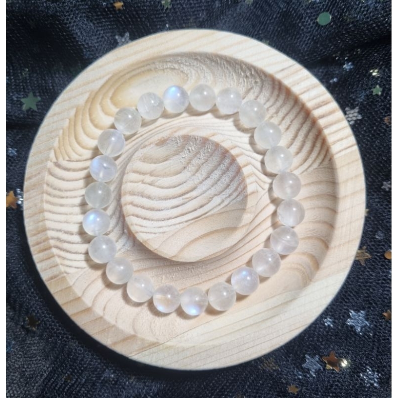 Vòng Moonstone 7 - 9.5ly trắng trong, ánh lửa mạnh