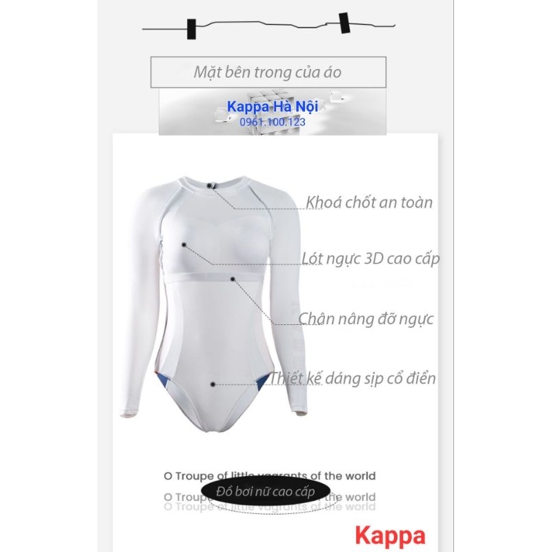 Bộ Đồ Bơi Nữ/Áo Bơi Nữ Dài Tay KAPPA Body Kín Đáo size 40=>75kg | BigBuy360 - bigbuy360.vn