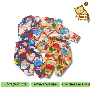 Pijama dài cho bé vải Thô cotton hút mồ hôi hình ảnh đẹp sắc nét Thế giới động vật size 1-9 tuổi 10-40kg
