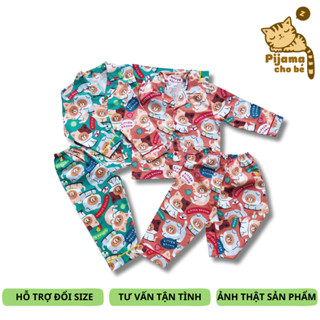 Pijama đồ ngủ cho bé chất liệu vải Thô cotton mềm mịn hút mồ hôi hình Mặt thú ngộ nghĩnh cho bé 1-10 tuổi 10-45kg