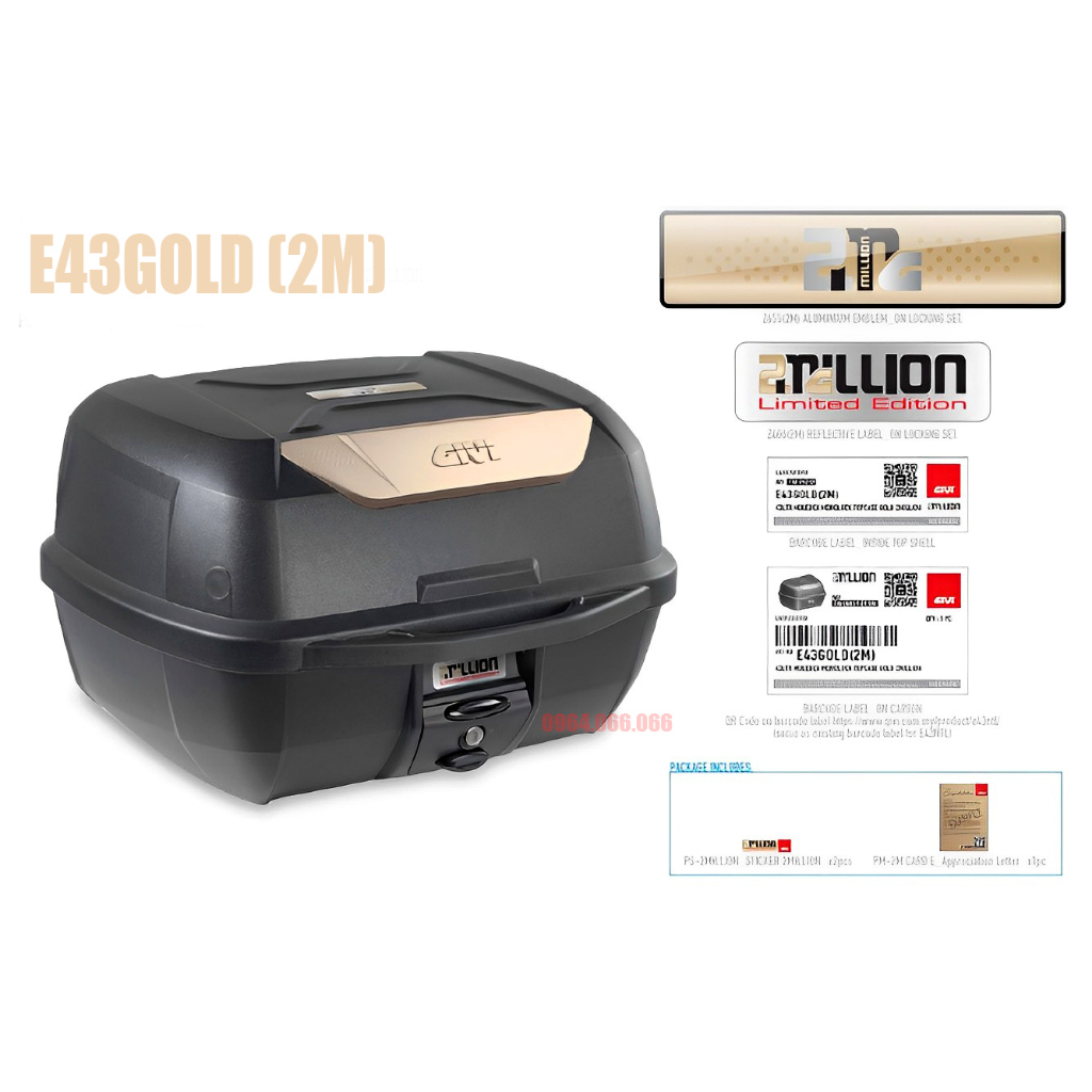 THÙNG SAU XE MÁY GIVI E43 GOLD - PHIÊN BẢN LIMITED