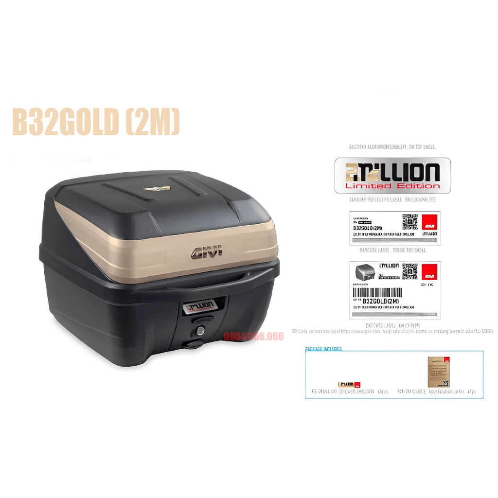 THÙNG SAU XE MÁY GIVI B32 GOLD - PHIÊN BẢN GIỚI HẠN