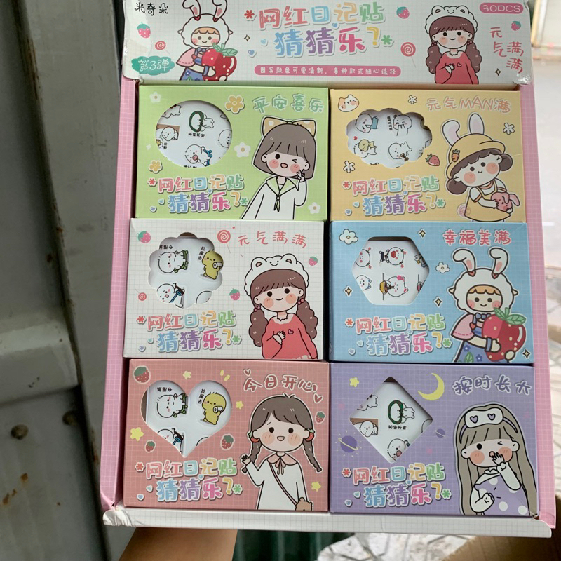 Sỉ 30 hộp sticker nhãn dán hoạt hình đáng yêu