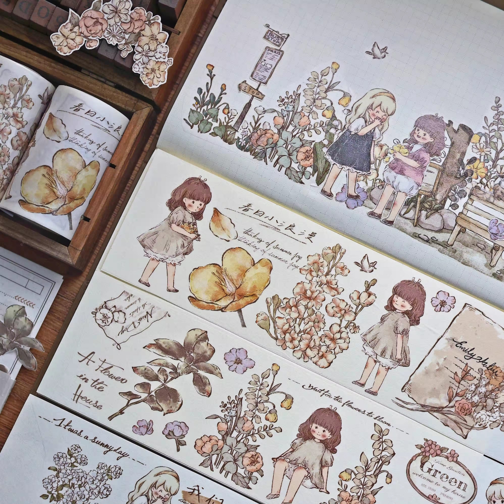 𝓑𝓾𝓵𝓵𝓮𝓽𝓳𝓸𝓾𝓻𝓷𝓪𝓵𝟏𝟏𝟓 ✿ Băng dính "Spring Trace" mẫu em bé phong cách light retro dễ thương mùa xuân xinh xắn trang trí sổ