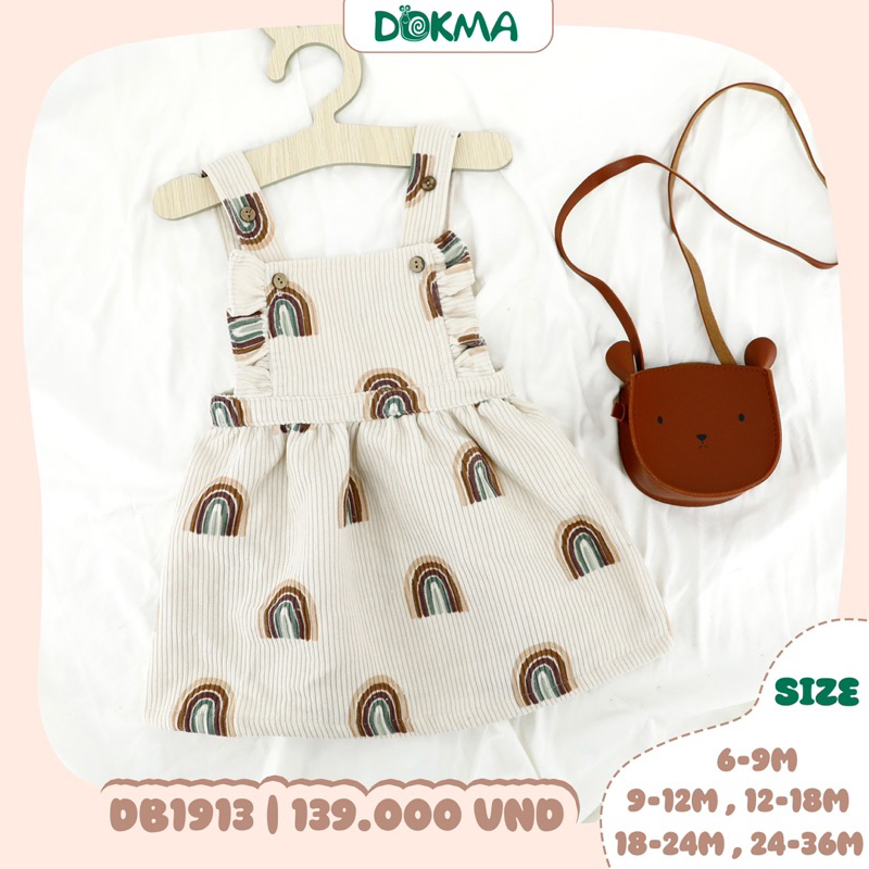 Yếm váy bé gái dokma chất liệu nhung tăm thu đông