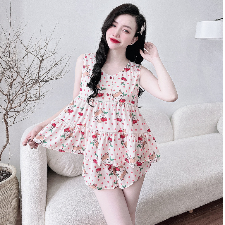 Đồ Bộ Mặc Nhà Nữ SOJUN Bộ Latin Baby Doll 3 Nút 45-65Kg