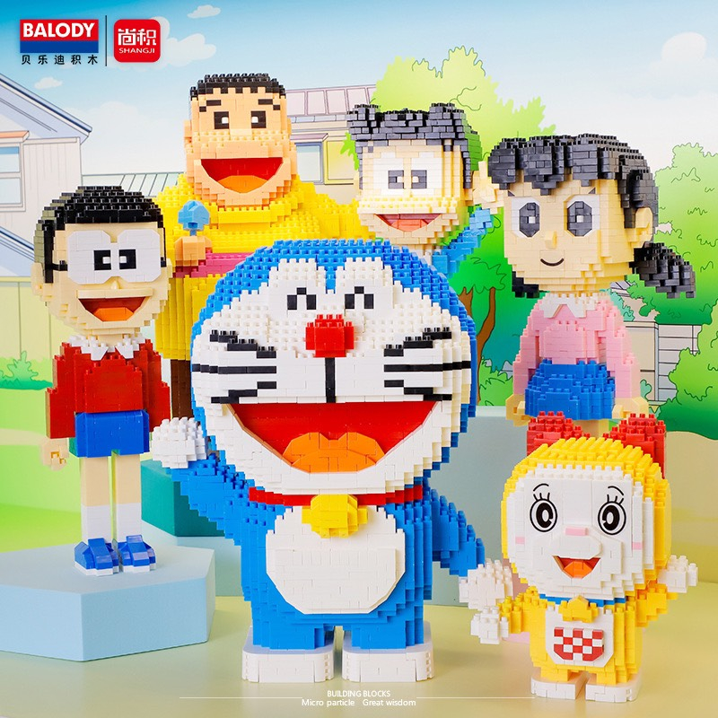 Đồ chơi xếp hình Doraemon 3D Balody, Nobita Chaien Xeko Xuka Doraemi dùng làm quà tặng, đồ decor