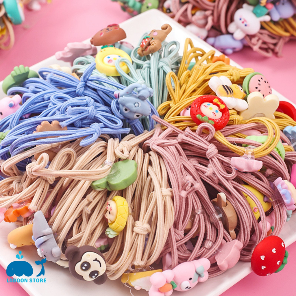 Dây thun cột tóc Laboon đính charm sticker dễ thương dành cho bạn nữ