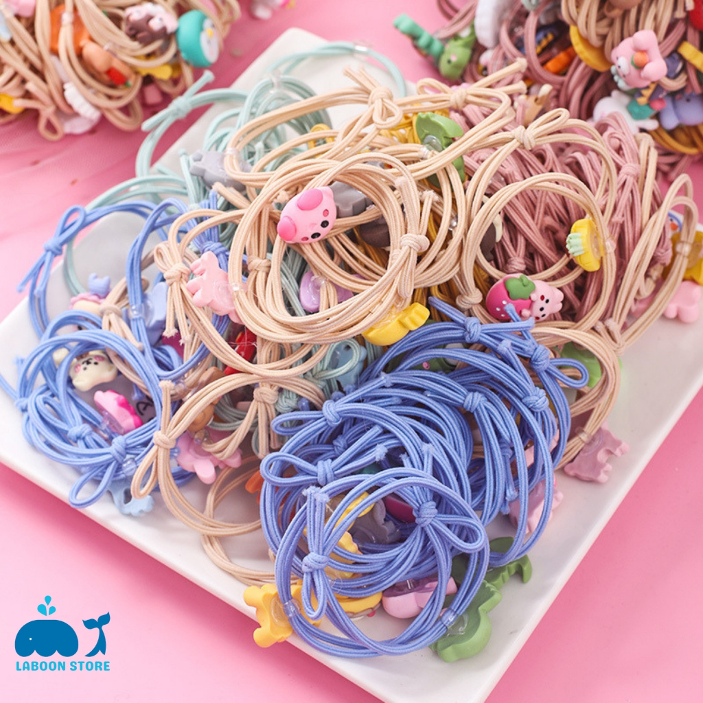 Dây thun cột tóc Laboon đính charm sticker dễ thương dành cho bạn nữ