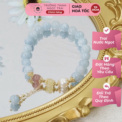 Vòng Tay Đá Xanh Lam Mix Ngọc Trai Sang Trọng - Ngọc Trai Trường Thịnh