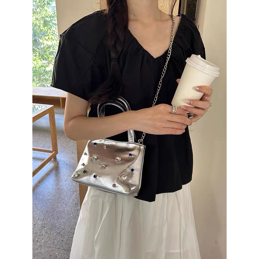 Túi Đeo Vai Hình Vuông Cỡ Thiết Kế charm đá Thời Trang