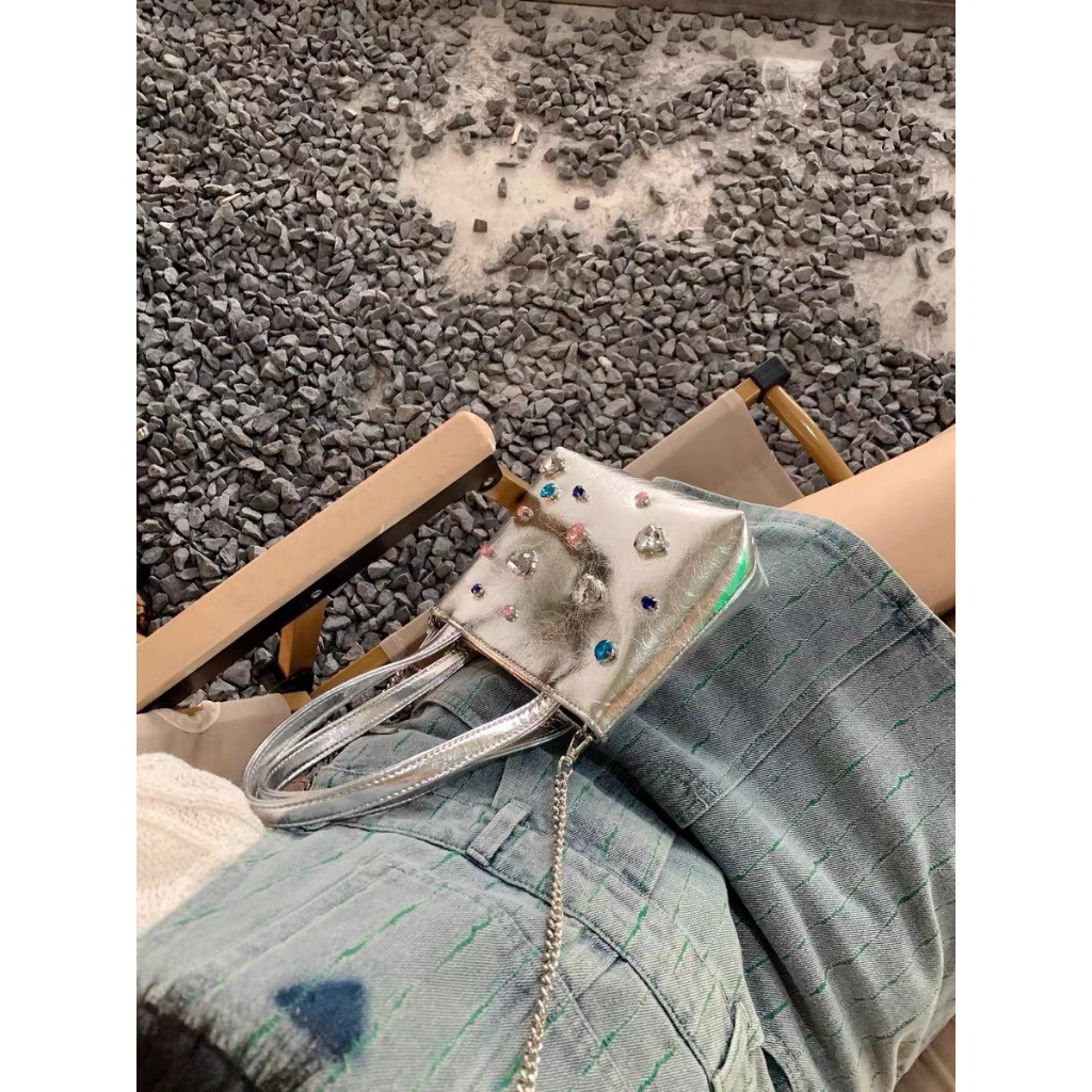 Túi Đeo Vai Hình Vuông Cỡ Thiết Kế charm đá Thời Trang