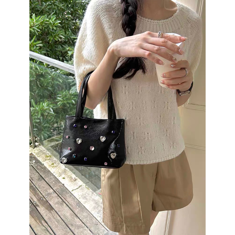 Túi Đeo Vai Hình Vuông Cỡ Thiết Kế charm đá Thời Trang