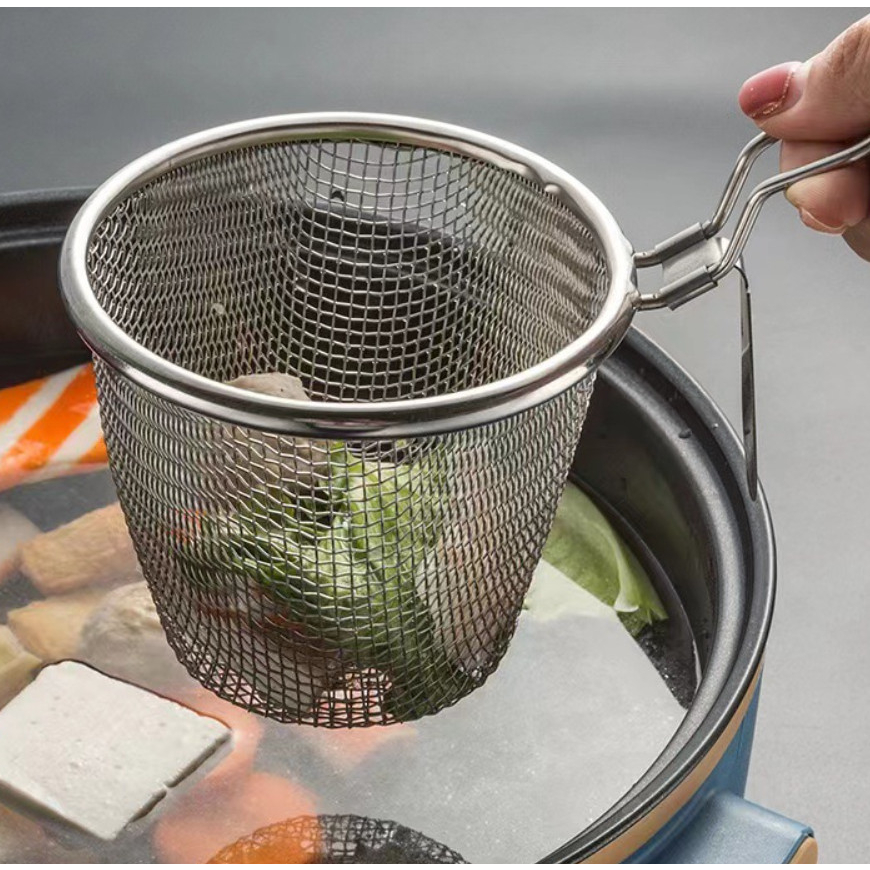Giỏ Vớt Đồ Ăn Nhúng Lẩu, Vợt Nhúng Đồ Ăn Lẩu Bằng Inox 304