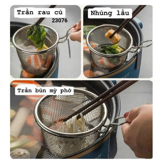 Vá trụng, Giỏ vớt gia vị hủ tiếu mì ăn lẩu sáng bóng loại lớn cao cấp