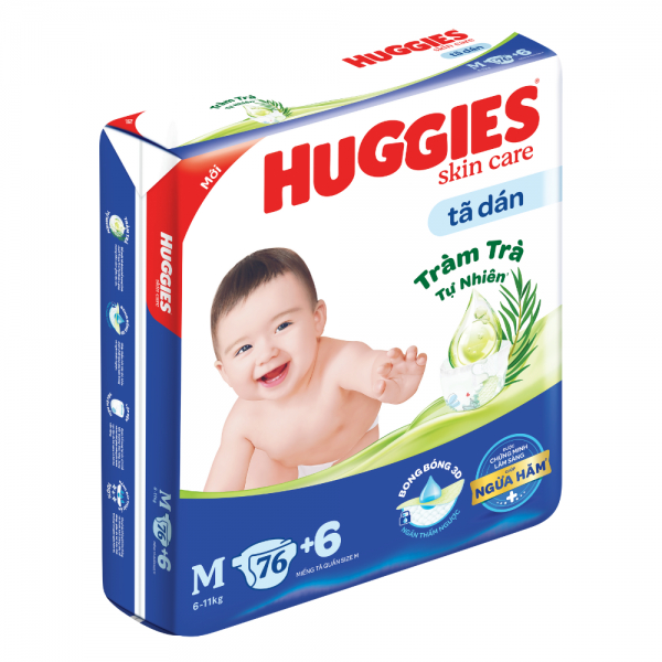 Tã dán Huggies Skincare cực đại (M, 6-11kg, 76 miếng)