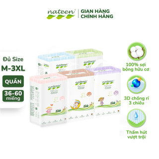 COMBO 2 bịch Bỉm dán quần Nateen SOFTLINE Châu Âu mềm mại, thoáng khí đủ Size S/M/L/XL/XXL