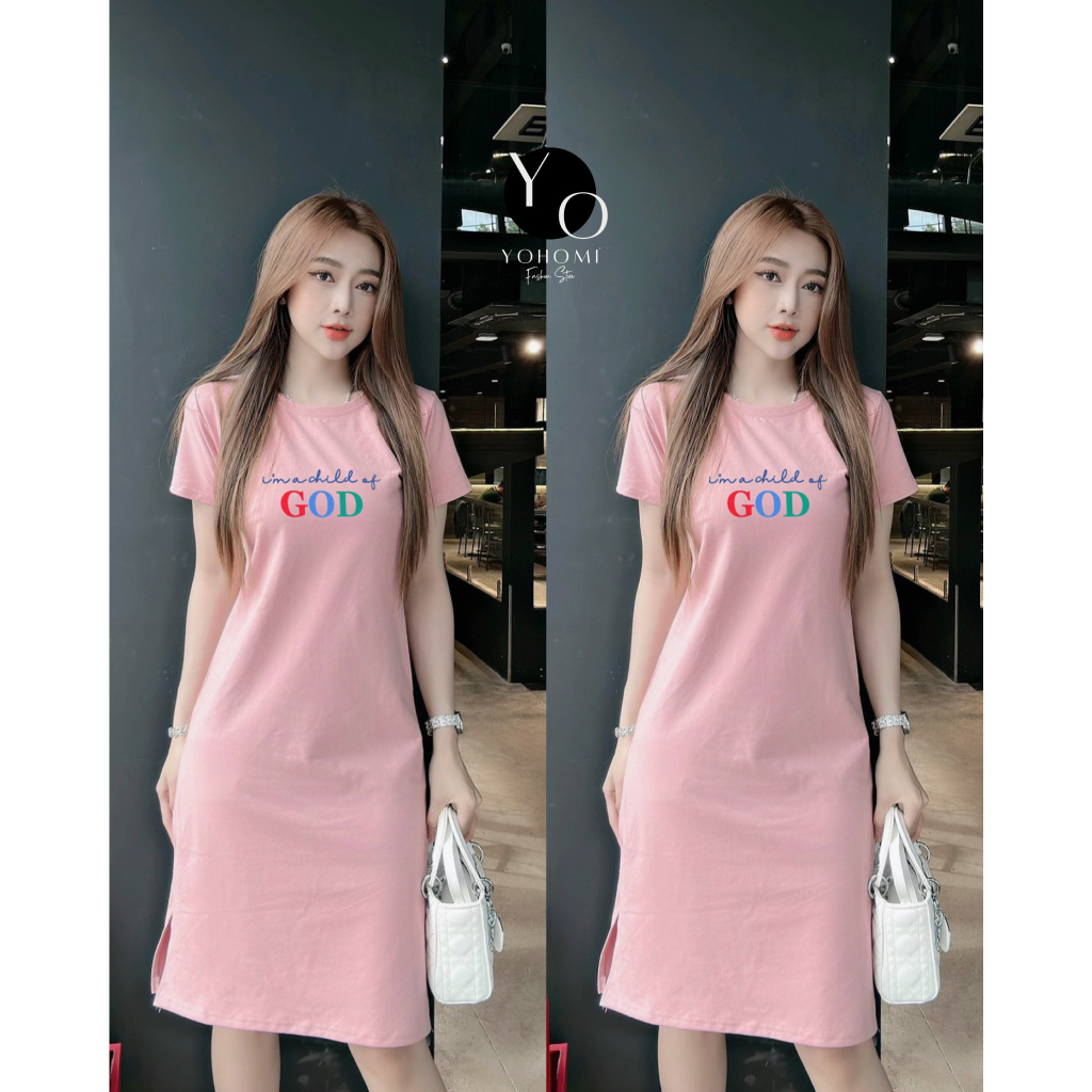 Váy suông, Đầm suông phom vừa dáng dài chất thun thái cao cấp thấm hút mồ hôi YOHOMI mã God dưới 60kg