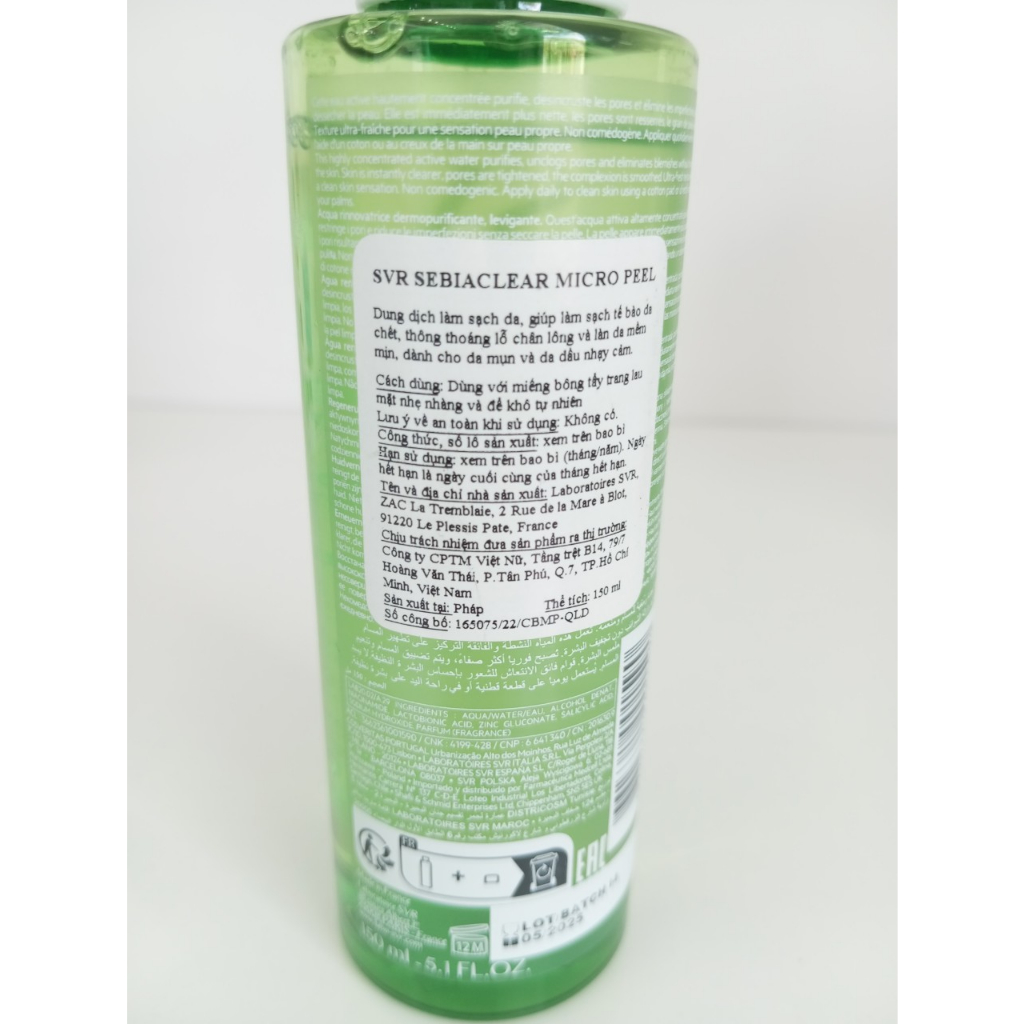 Nước Hoa Hồng Dành Cho Da Dầu Mụn SVR Sebiaclear Micro Peel 150ml