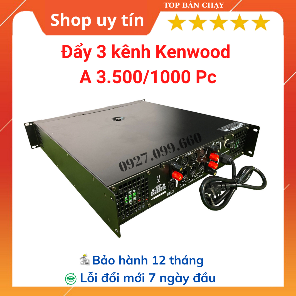Cục đẩy công suất-Main 3 kênh Kenwood A 3.500/1000 Pc Công suất 2x600w+1x800W 40 sò,Chuyên gia đình....Bảo hành 12 tháng