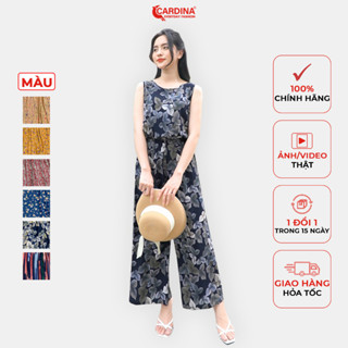 Đồ Bộ Nữ CARDINA Chất Lanh Tre Cao Cấp Jumpsuit Áo Sát Nách Liền Quần Họa Tiết 2JL25