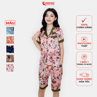 Đồ Bộ Nữ 𝐂𝐀𝐑𝐃𝐈𝐍𝐀 Pijama Chất Lụa Satin Nhật Cao Cấp Quần Lửng Áo Cộc Tay Họa Tiết Độc Đáo 2Pi16