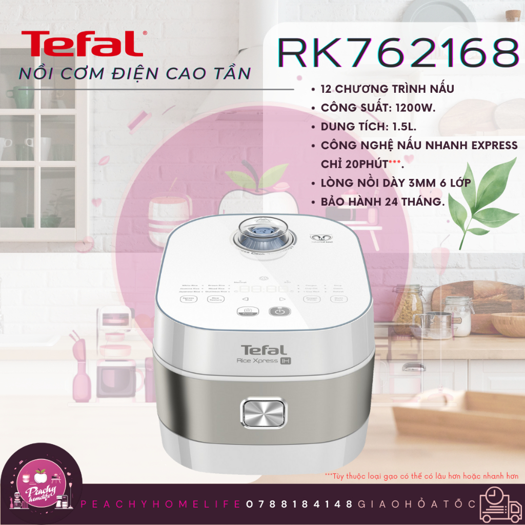 img Giá shock, Nồi cơm điện tử cao tần Tefal 1.5L, RK762168, Hàng chính hãng, bảo hành 2 năm, giao hỏa tốc