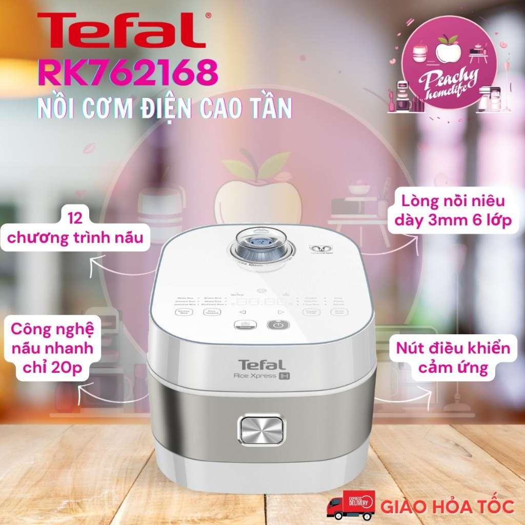 Nồi cơm điện cao tần Tefal, 1.5L, 1200W, Lòng niêu, hàng chính hãng, giao hỏa tốc