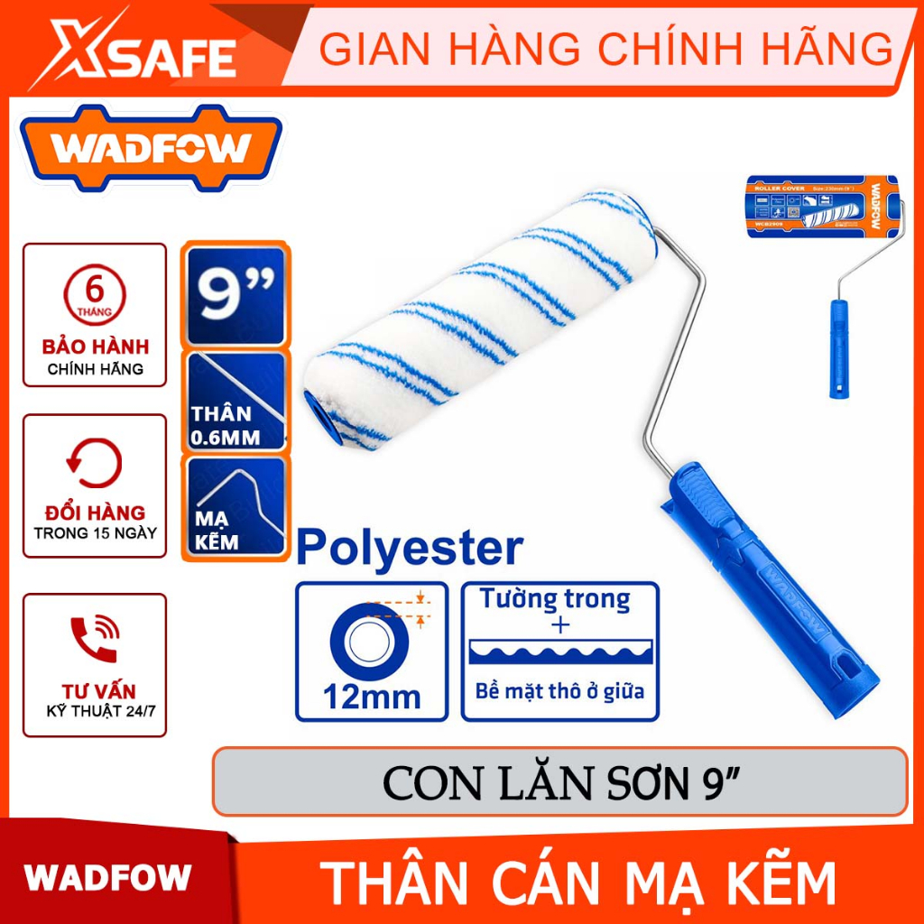 Con lăn sơn WADFOW WCB1909 kích thước 9" thân cán mạ kẽm thiết kế chắc chắn - chính hãng