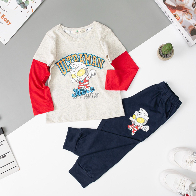 Bộ dài tay bé trai thu đông nối tay 2-8y . Chất cotton mềm mịn, thấm hút mồ hôi, co giãn tốt, hình in sắc nét