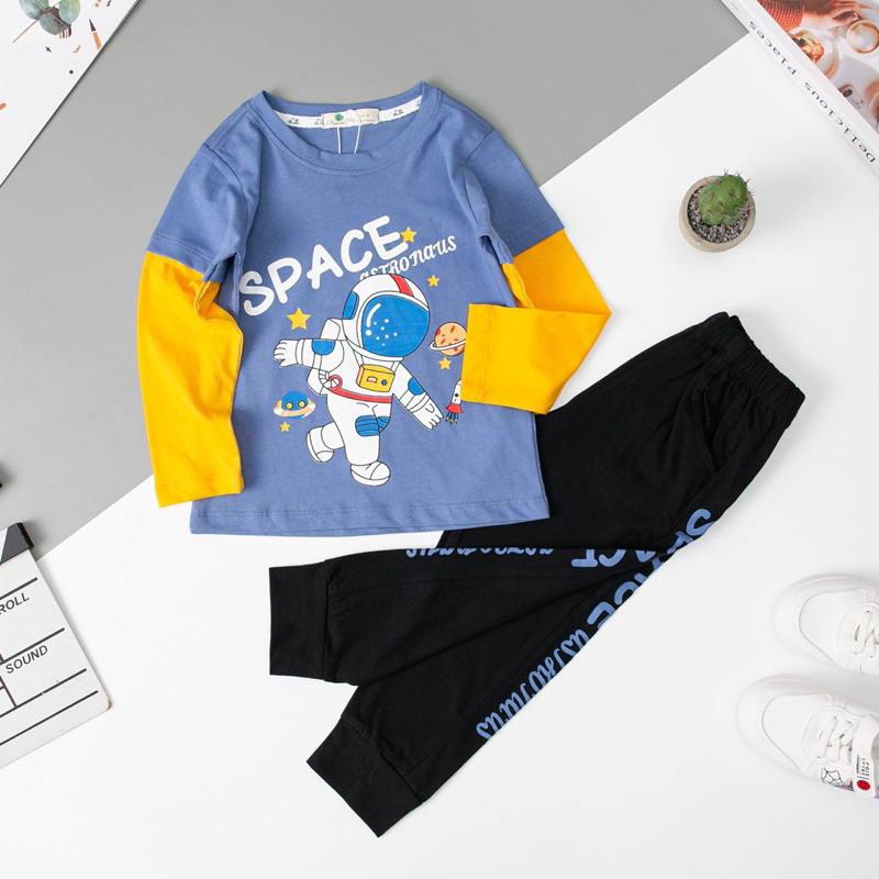 Bộ dài tay bé trai thu đông nối tay 2-8y . Chất cotton mềm mịn, thấm hút mồ hôi, co giãn tốt, hình in sắc nét