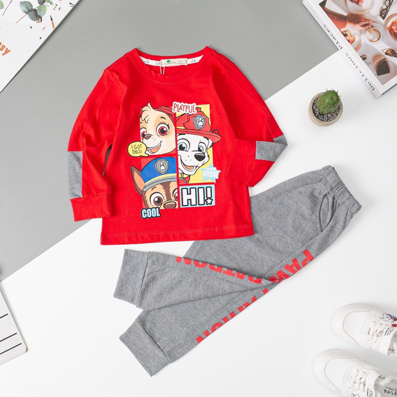 Bộ dài tay bé trai thu đông nối tay 2-8y . Chất cotton mềm mịn, thấm hút mồ hôi, co giãn tốt, hình in sắc nét