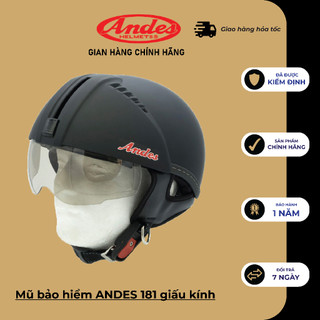 Mũ Bảo Hiểm Andes 181 Giấu Kính Tháo Lót nhiều màu